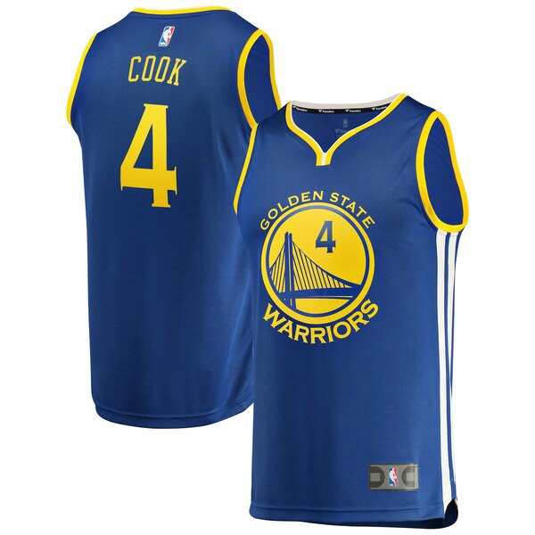Maillot Golden State Warriors Homme Quinn Cook 4 Icon Edition Bleu